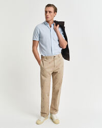 Regular fit skjorte af bomuldshør med korte ærmer