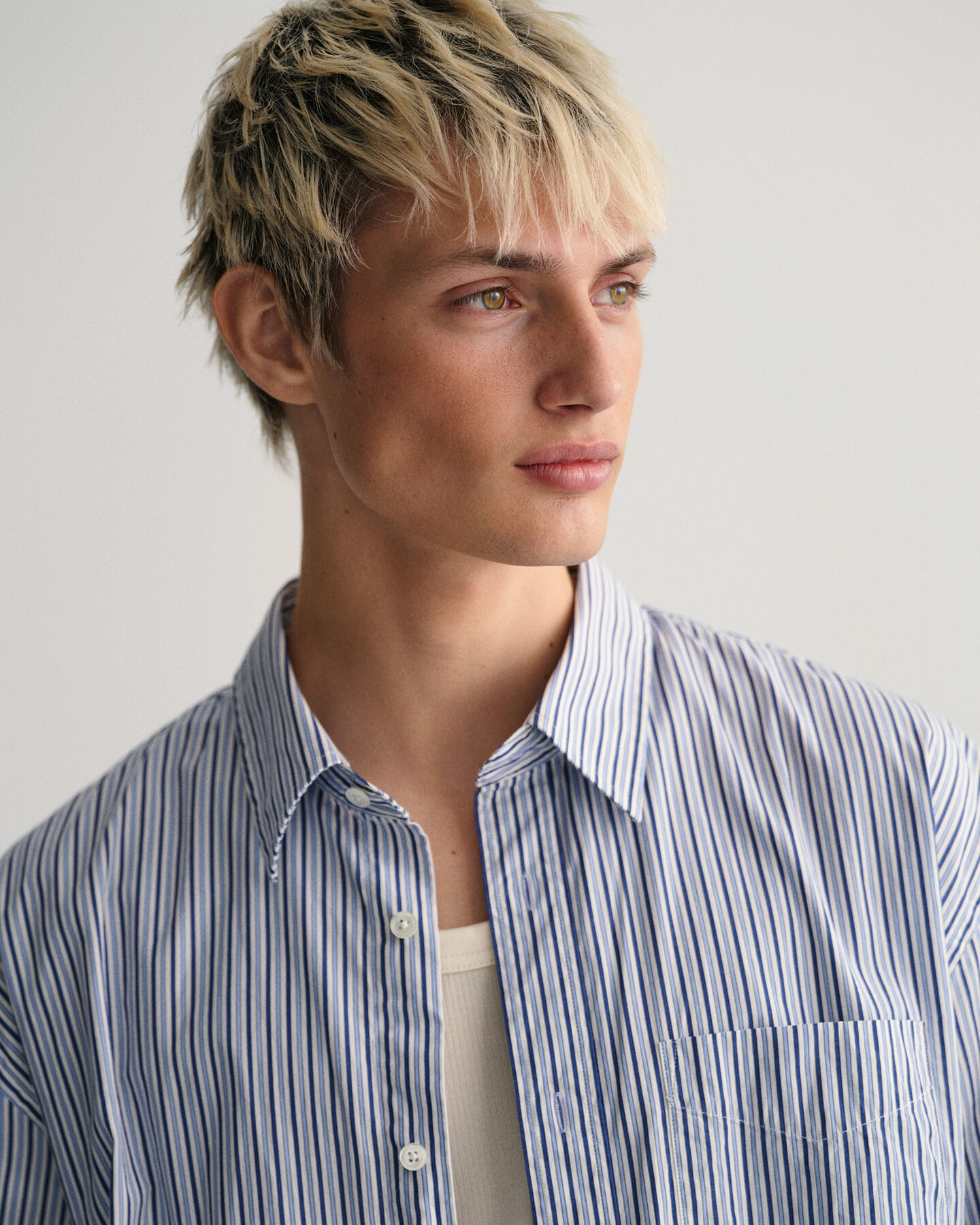 Oversize poplinskjorte med striber