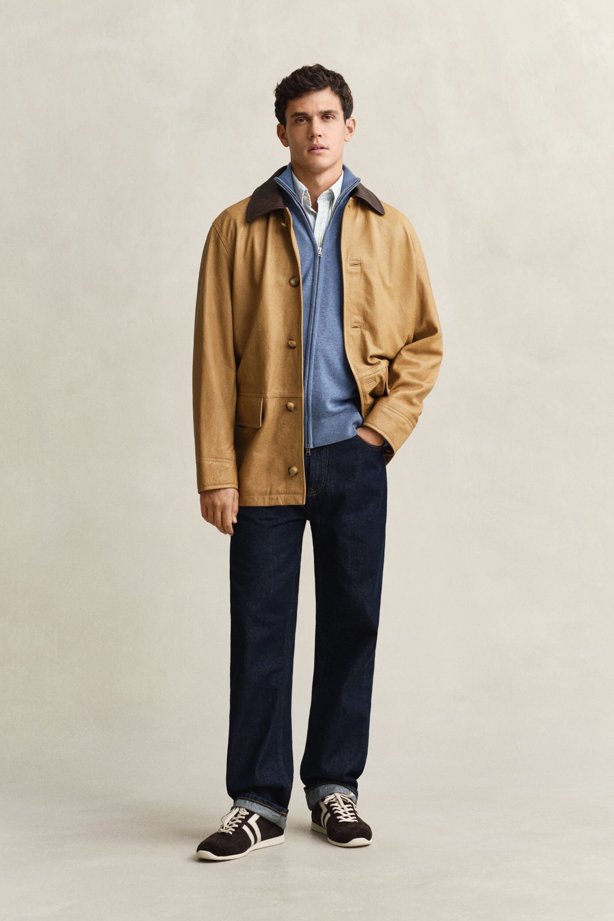 Afslappet cardigan i bomuld med lynlås