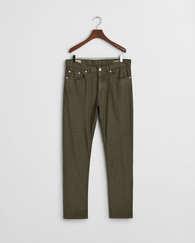 Slim fit jeans af bomuld og h&oslash;r