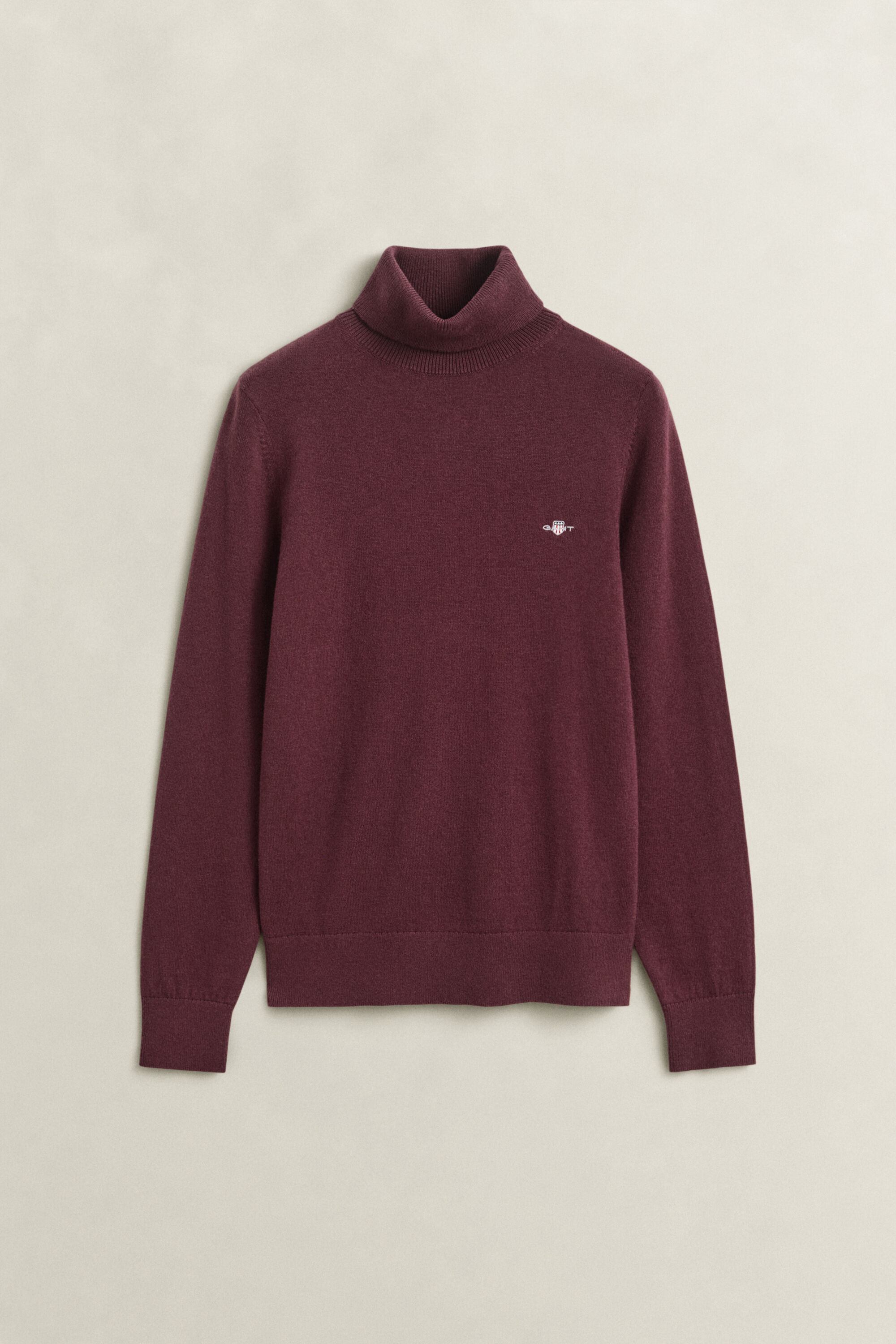Sweater i uld og bomuld med rullekrave