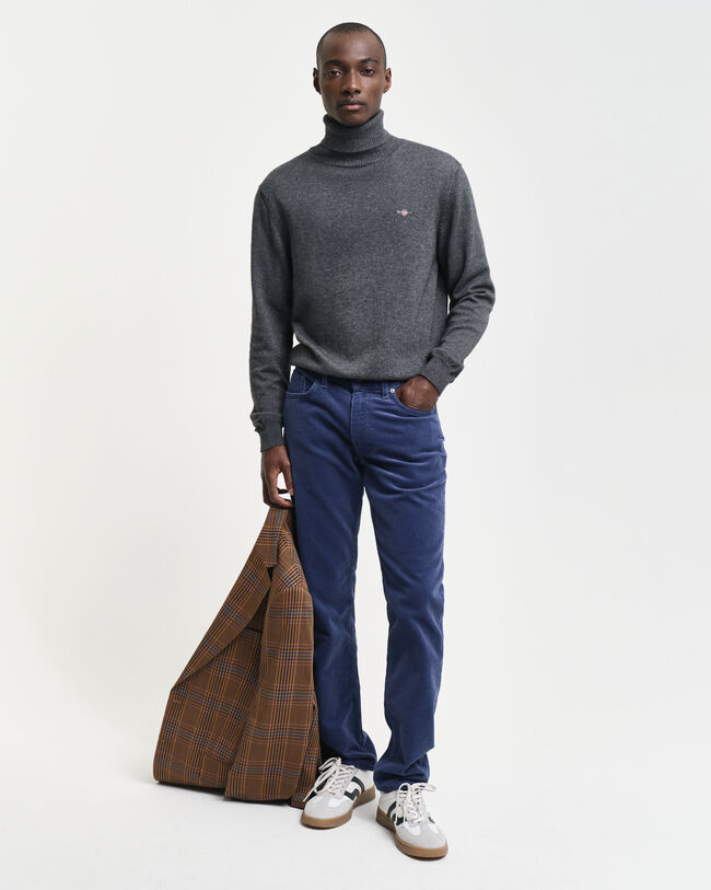 Slim fit jeans af jernbanefl&oslash;jl