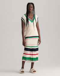 Stribet vest i ribstrik