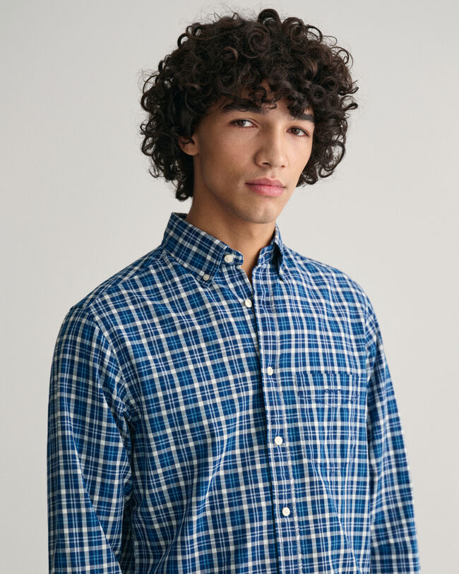 Regular fit indigo madras skjorte