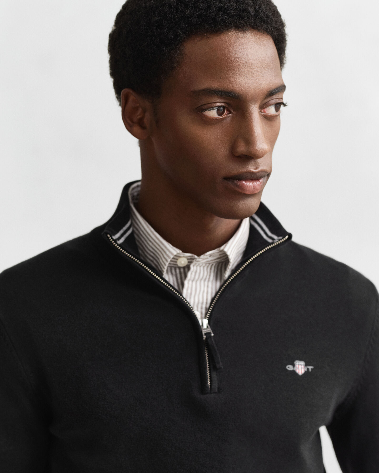 Klassiske sweater i bomuld med halv lynlås