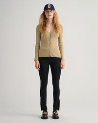 Ribstrikket cardigan-top