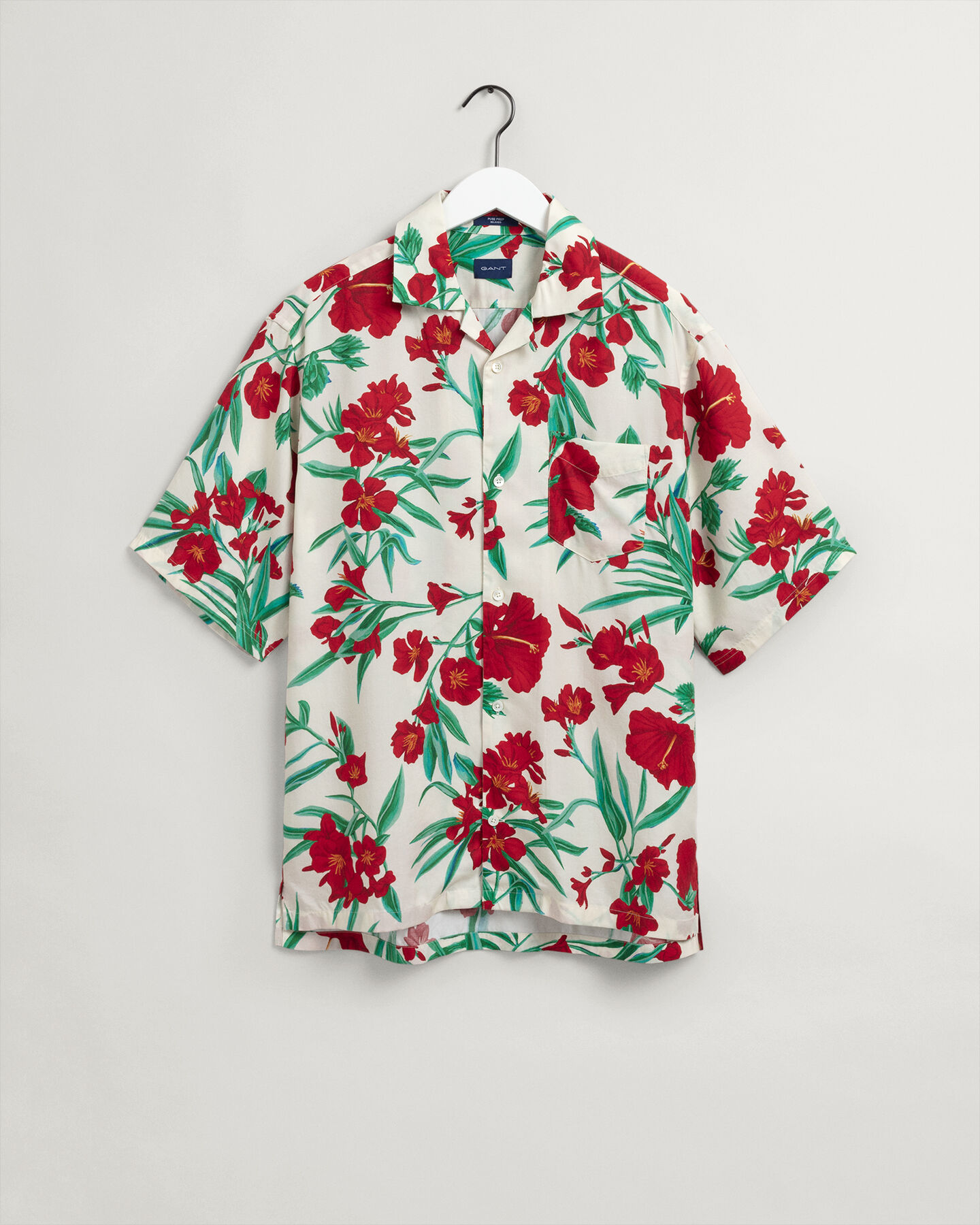 Relaxed fit Pure Prep Floral lyocell skjorte med korte &aelig;rmer