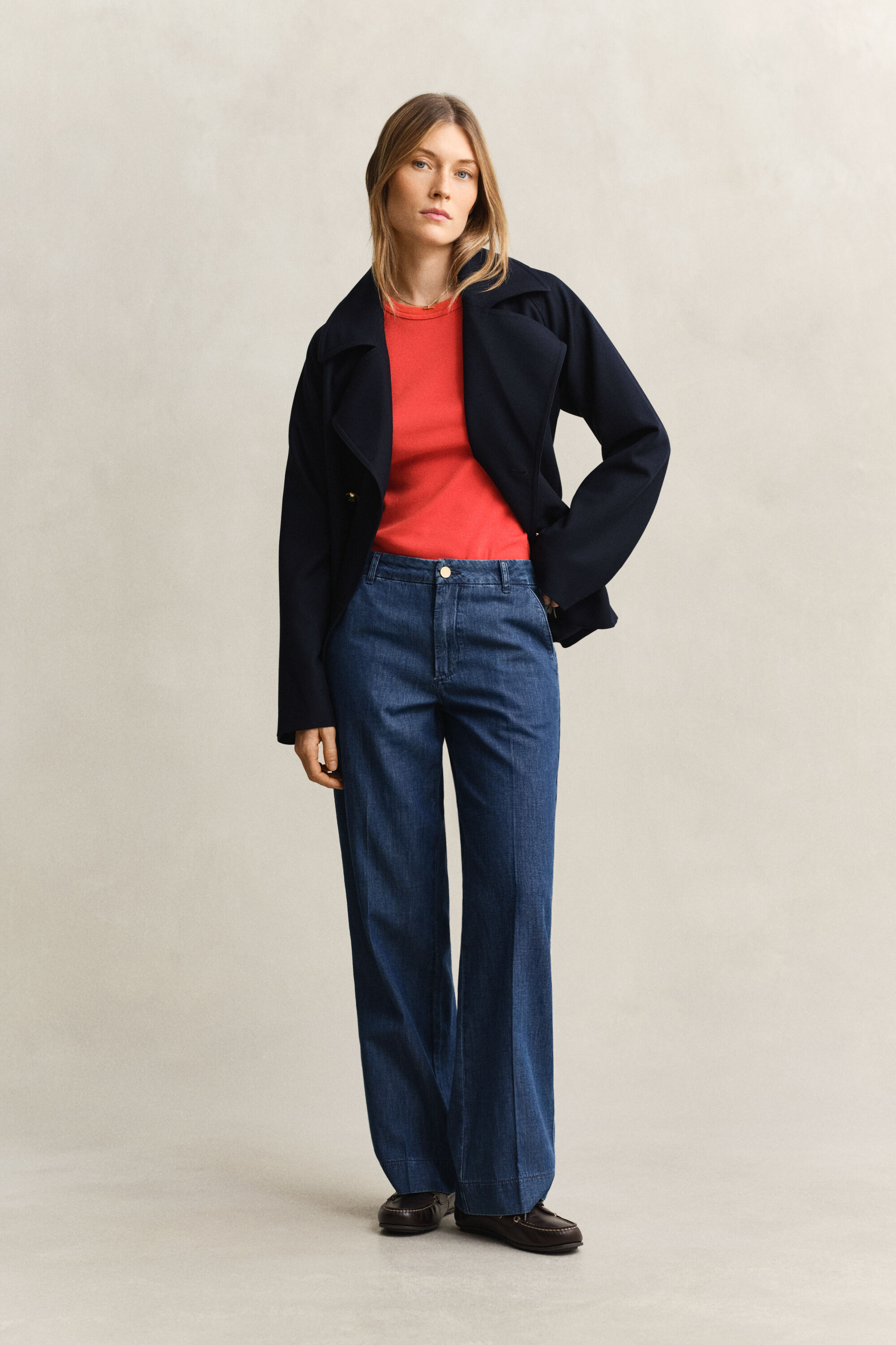 Jeans af bomuld og hør