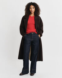 Kortærmet sweater i mohairblanding med crewneck