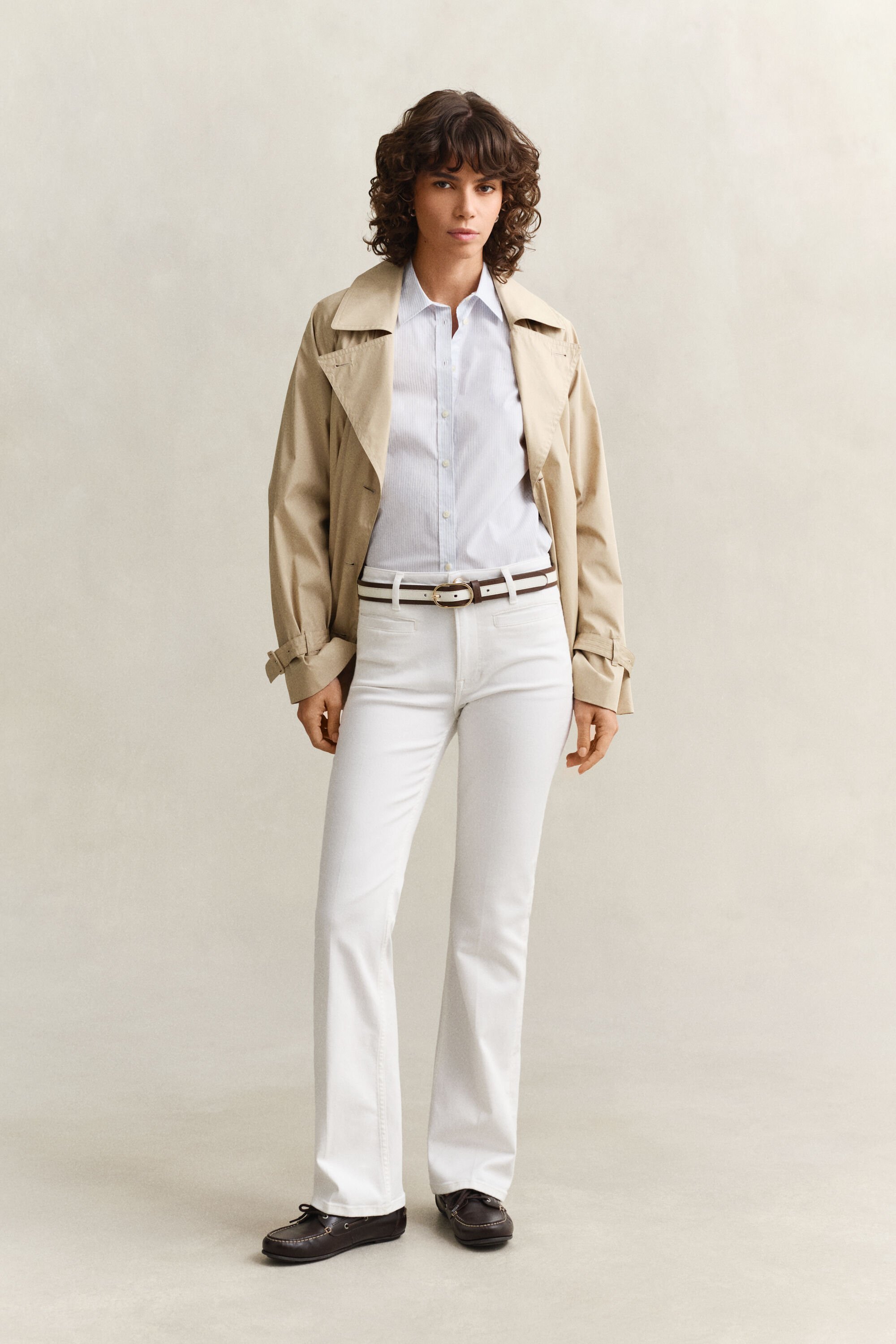 Slim fit poplin skjorte med striber