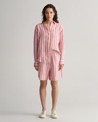 Flerstribede Pull-On-shorts af hør