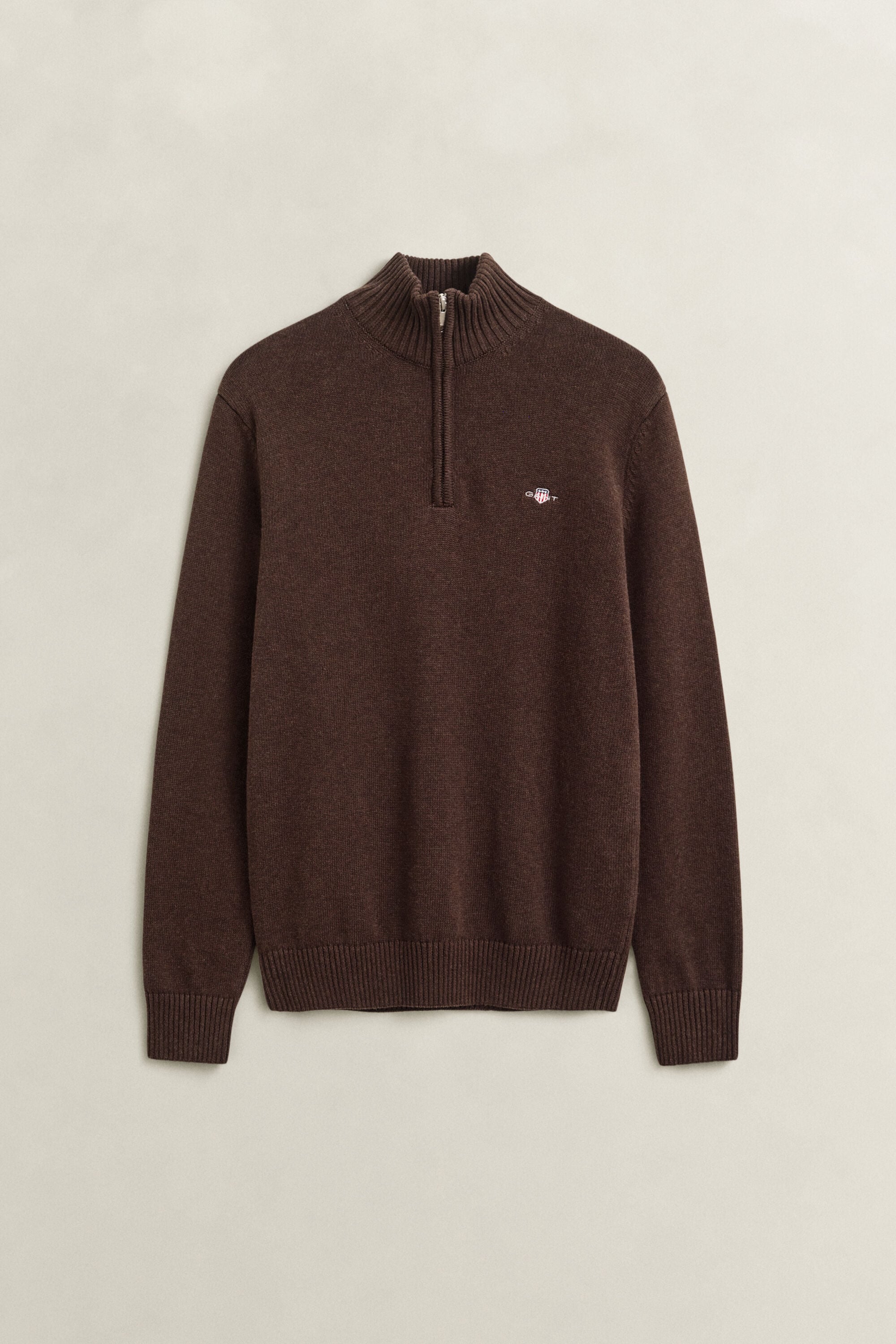Afslappet sweater i bomuld med halv lynlås