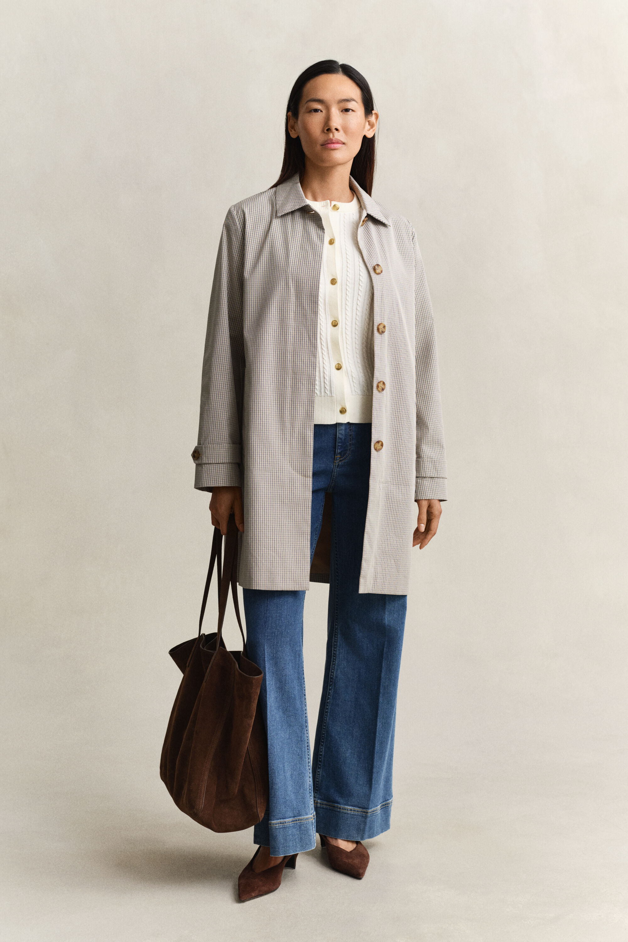 Cardigan af bomuld med kabelstrik