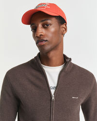 Cardigan af bomuldspiqué med lynlås