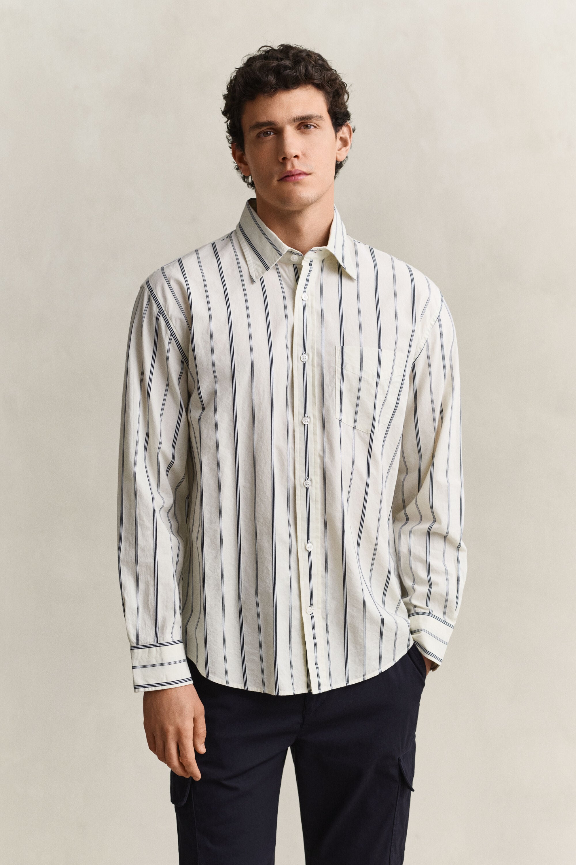 Relaxed fit dobby-stribet skjorte