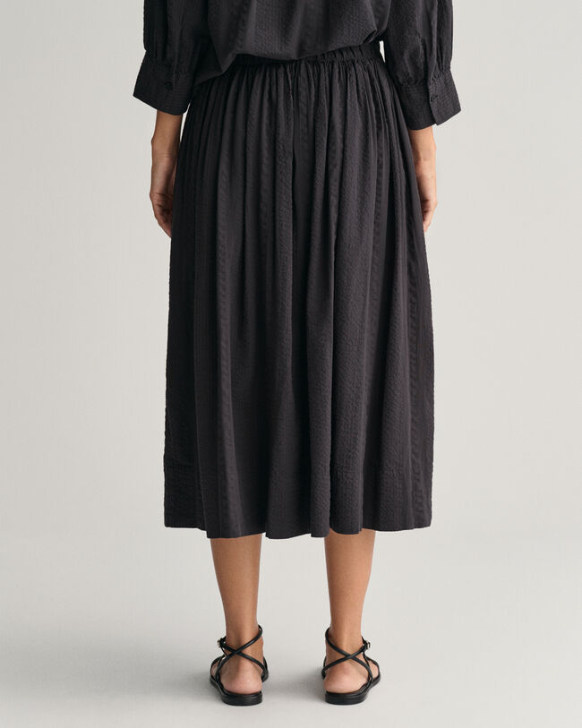 Seersucker-stribet pull-on nederdel