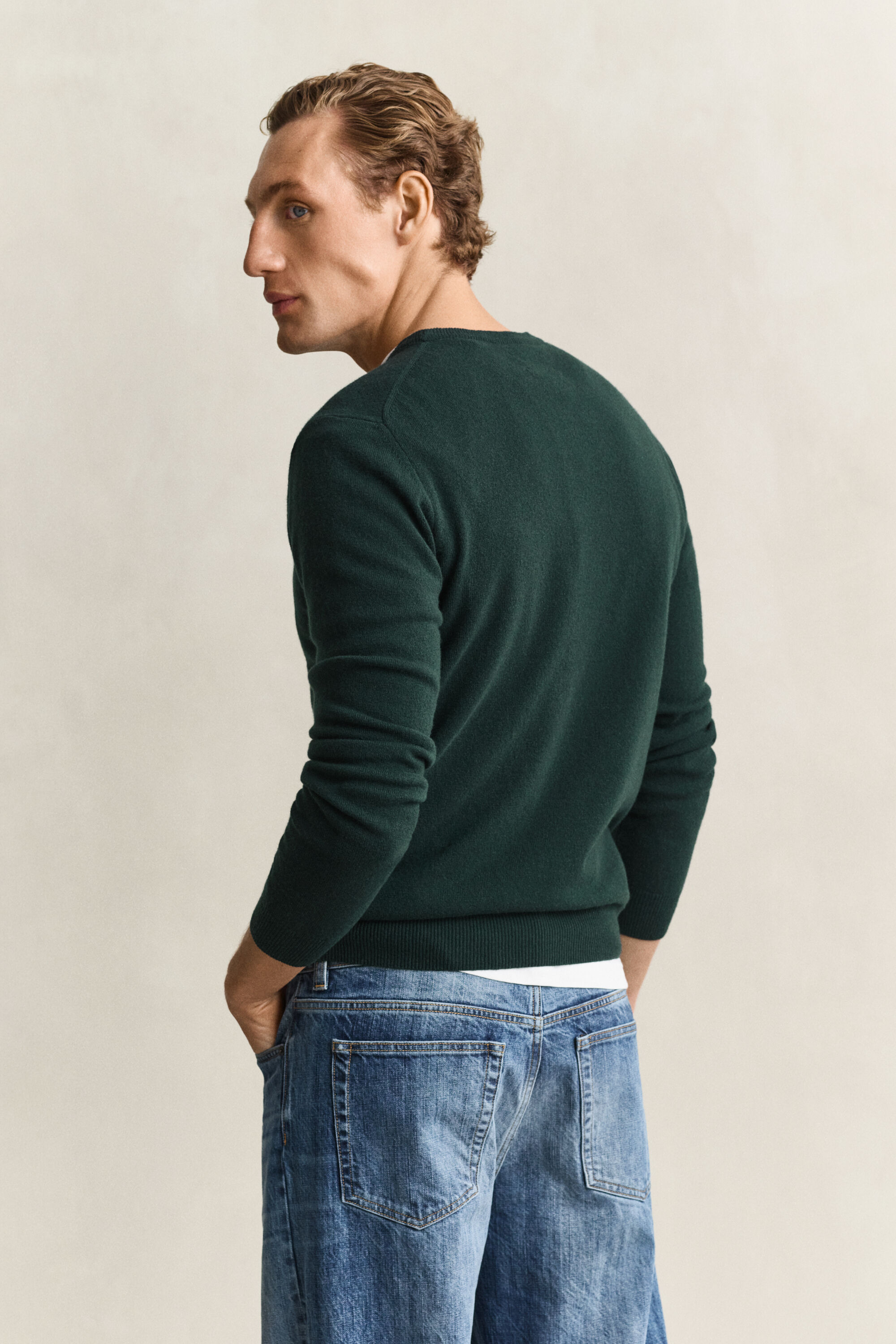 Crewneck sweater i lammeuld