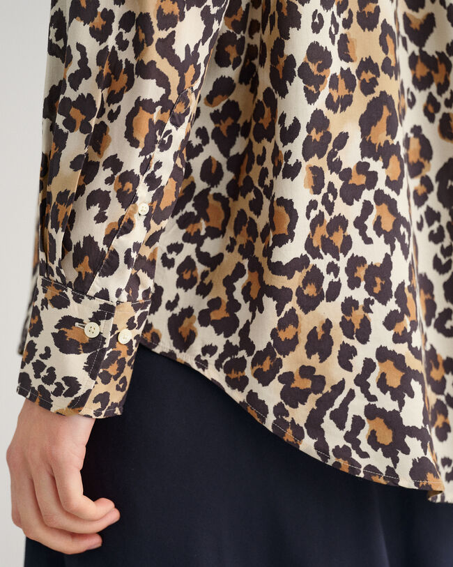Relaxed fit Leopard modal skjorte