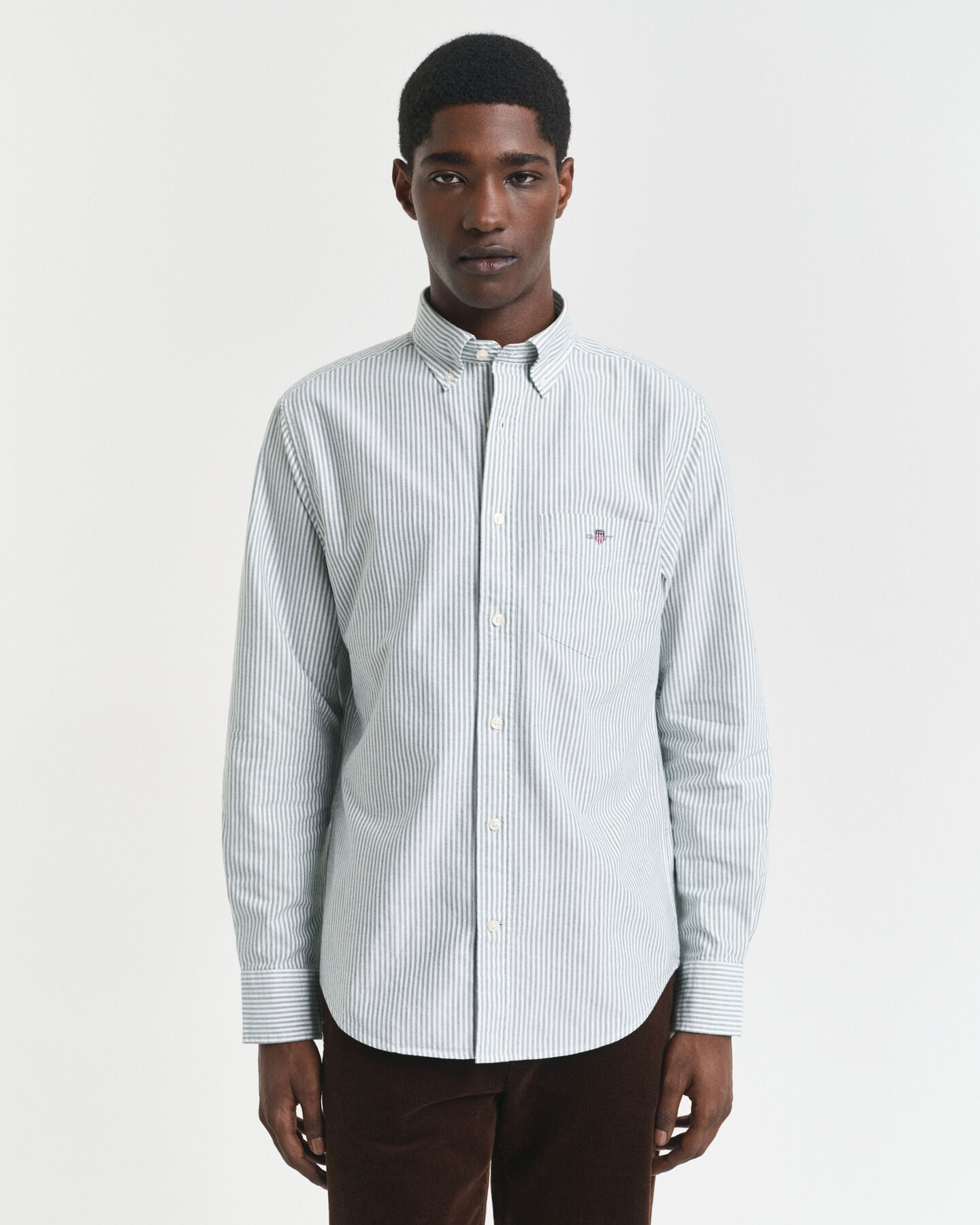 Regular fit klassisk bankerstribet Oxford-skjorte