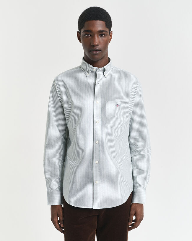 Regular fit klassisk bankerstribet Oxford-skjorte