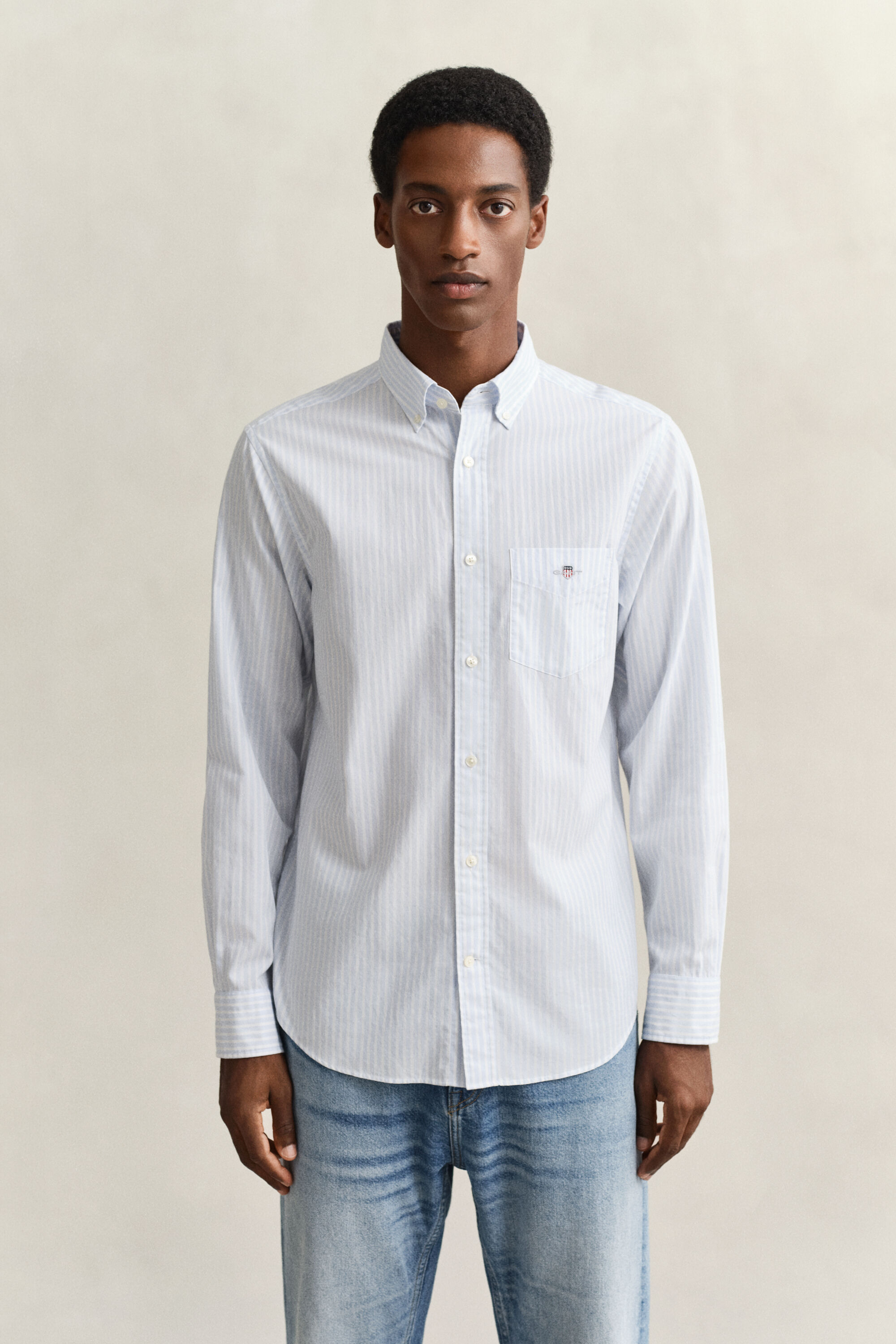 Stribet klassisk poplin-skjorte