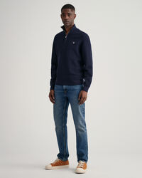 Texture bomuldssweater med halv lynlås