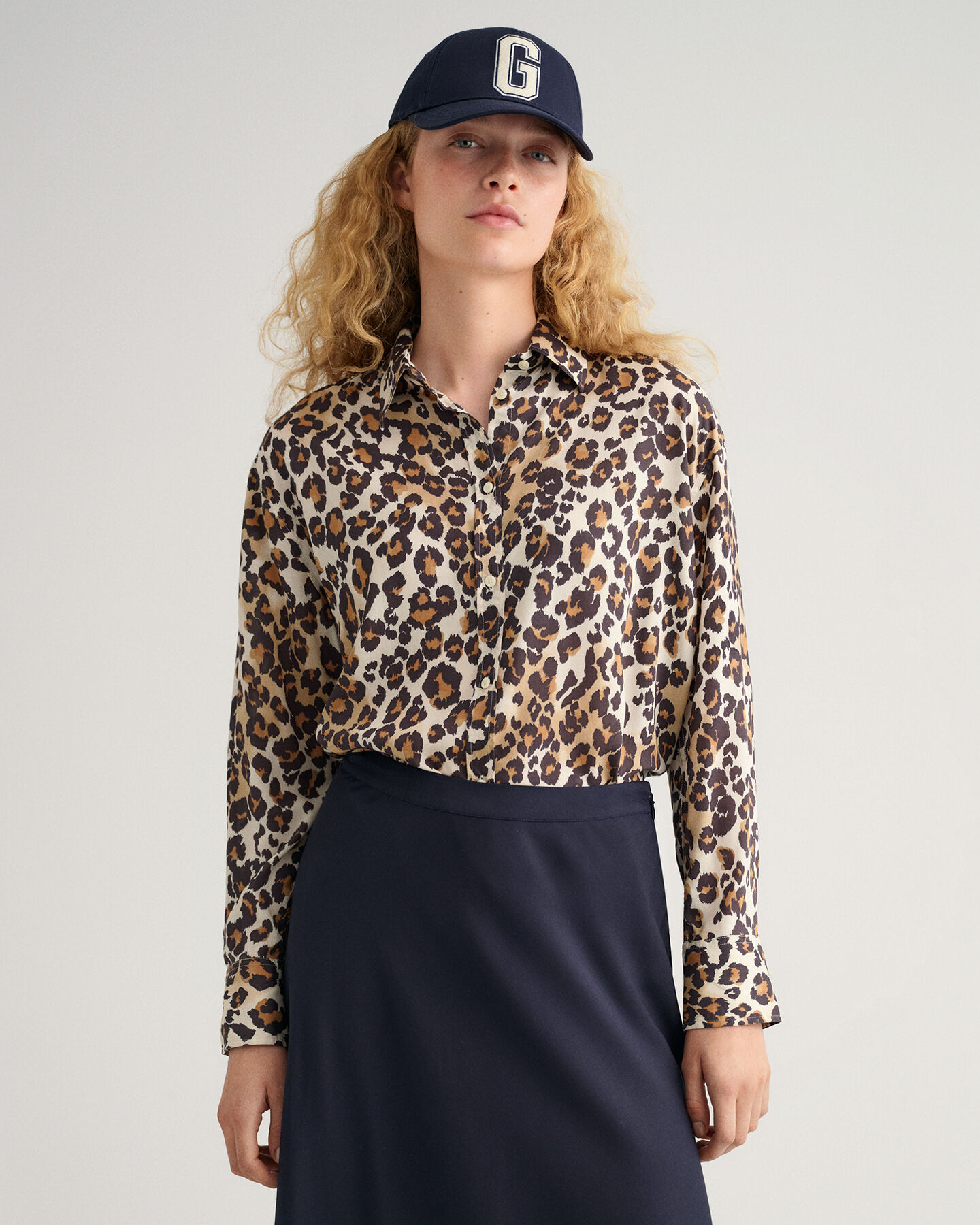 Relaxed fit Leopard modal skjorte