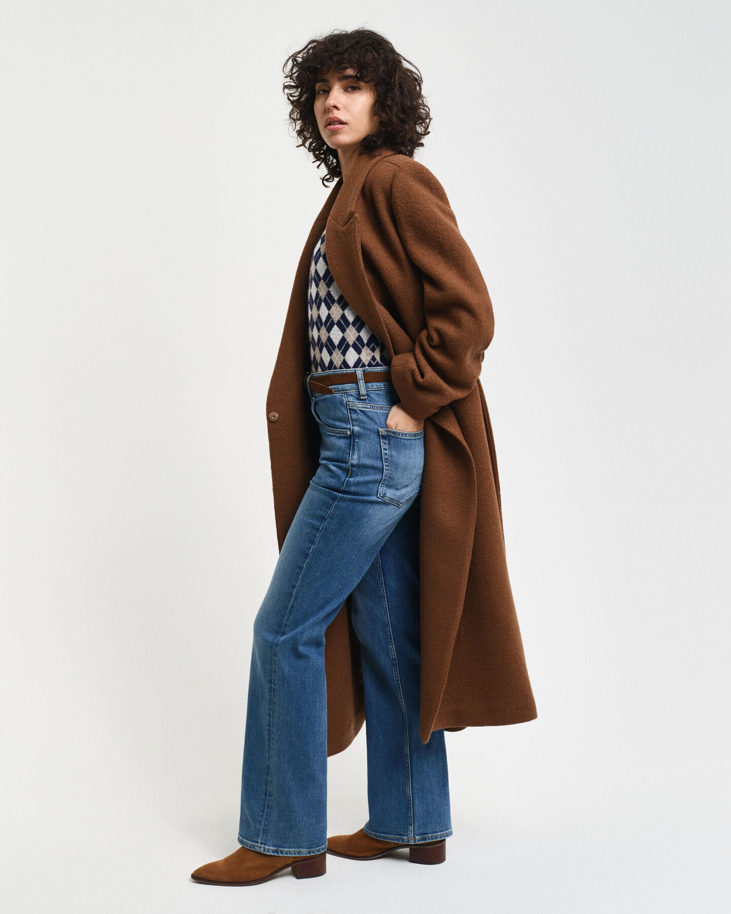 Sl&aring; om-frakke med tekstur