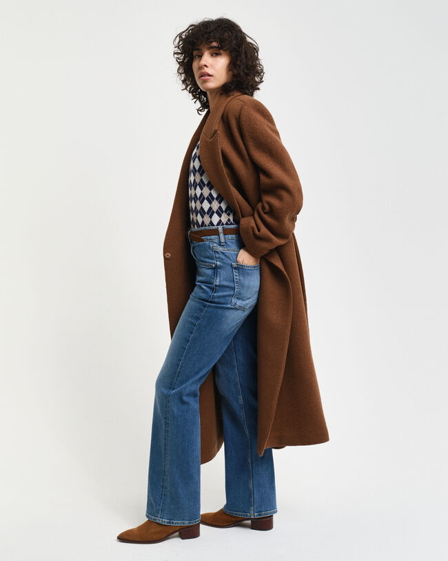 Sl&aring; om-frakke med tekstur