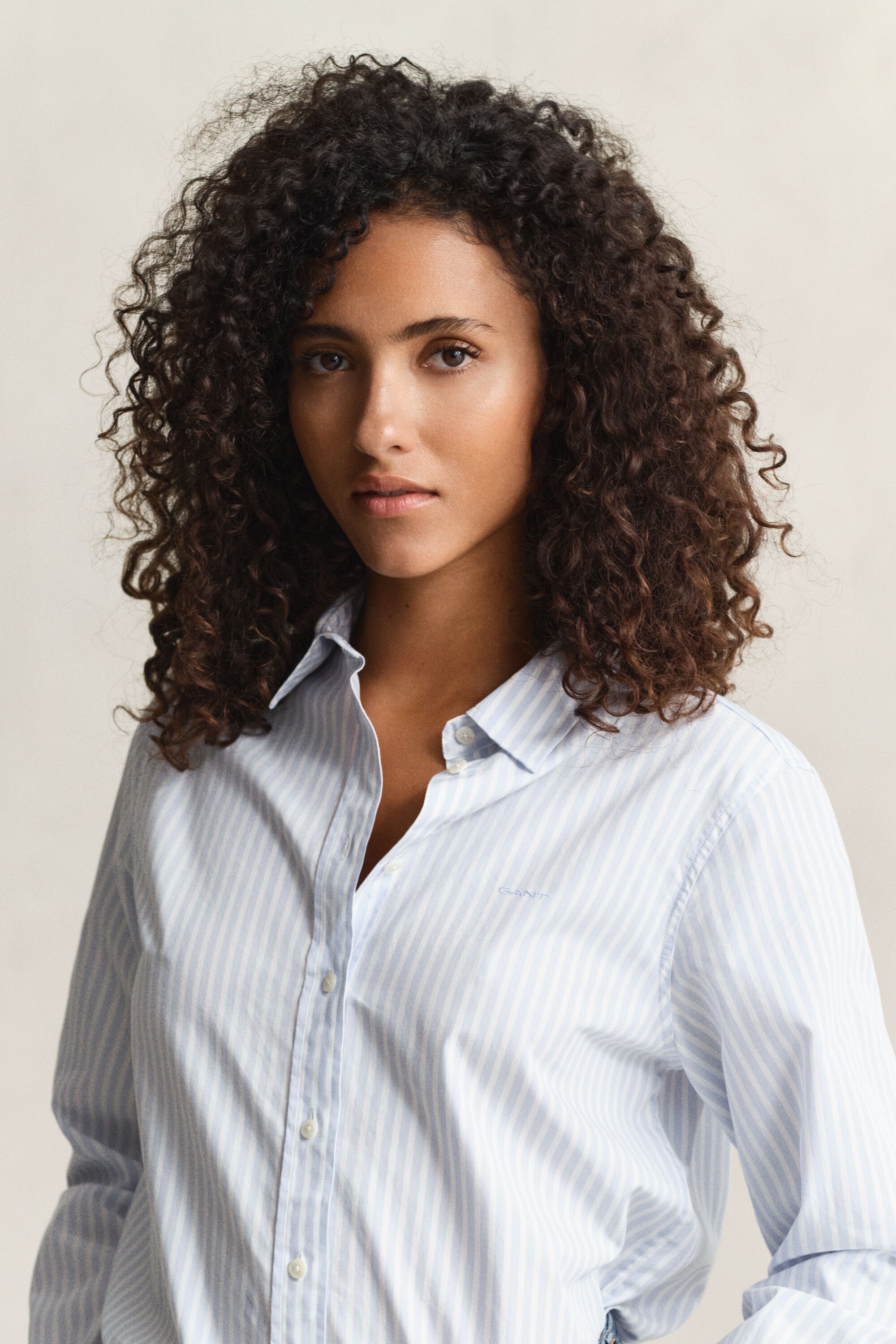 Regular fit klassisk stribet poplin-skjorte