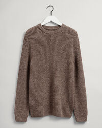 Ribstrikket crewneck sweater med nister