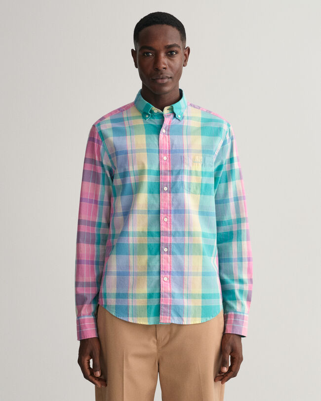 Regular fit farverig madras-skjorte