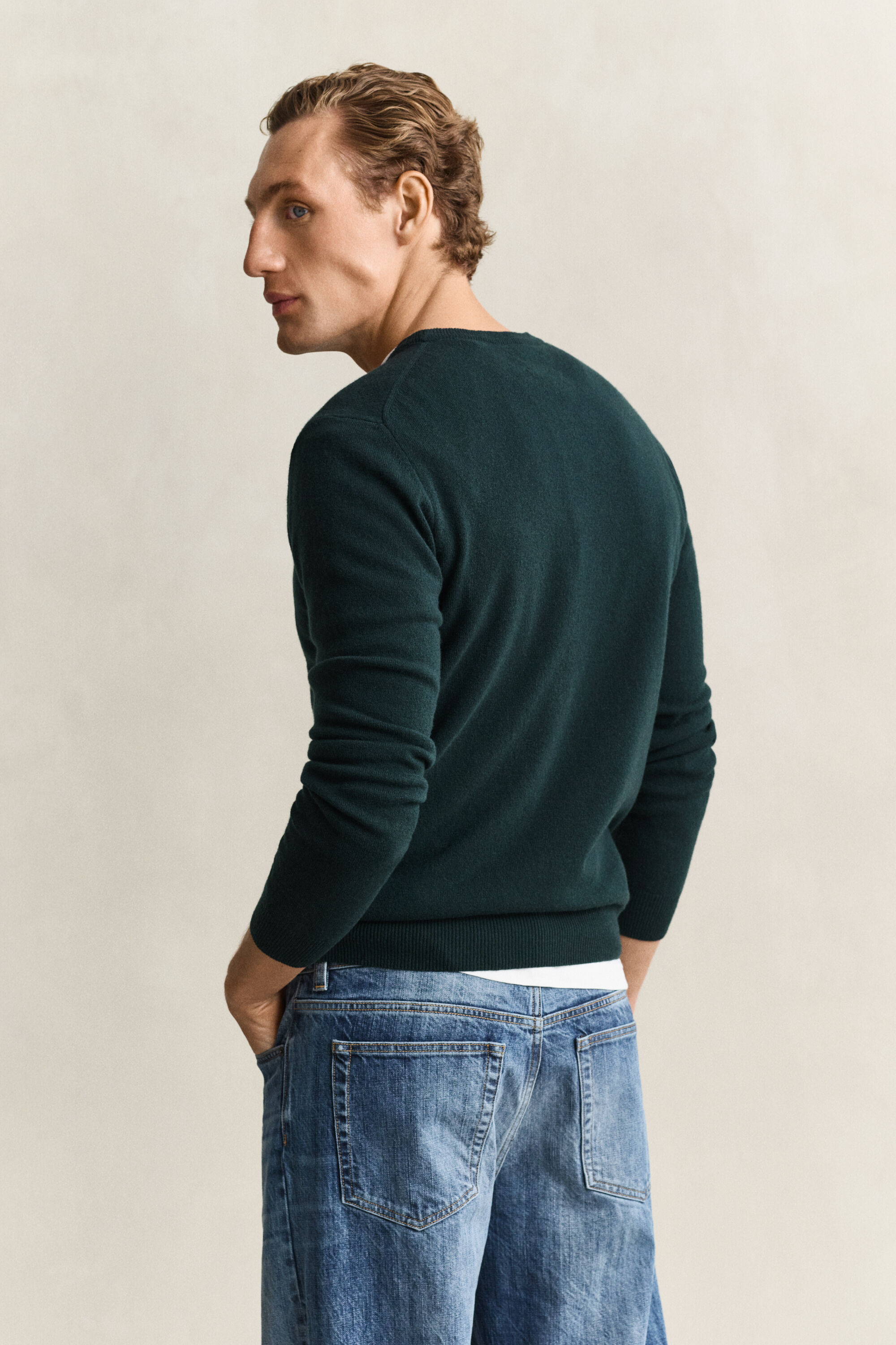 Crewneck sweater i lammeuld