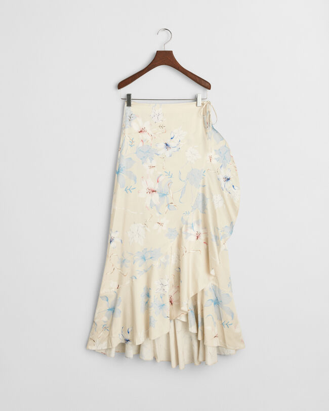 Fl&aelig;set sl&aring;-om nederdel med blomstertryk