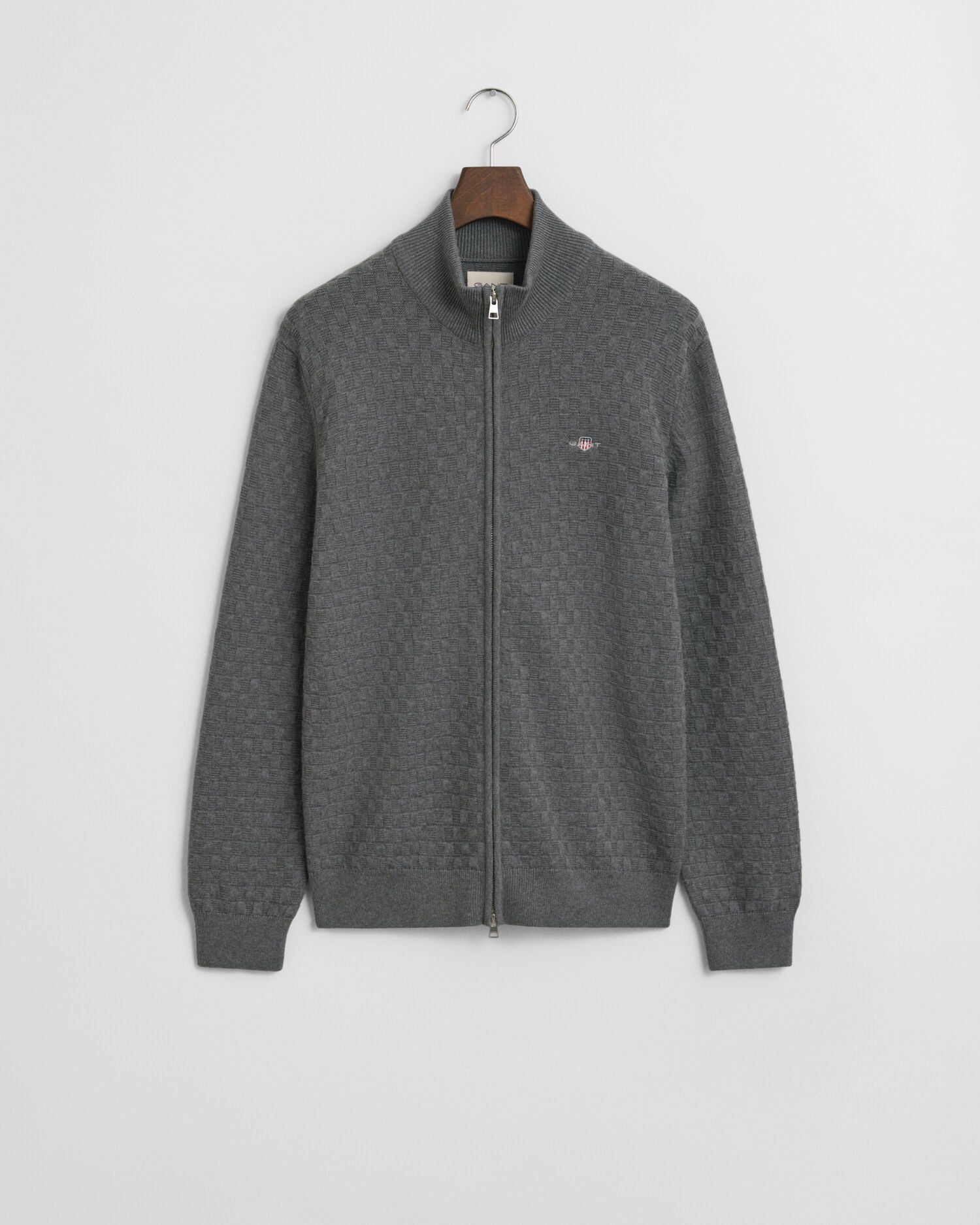 Sweater med mikrotekstur og lynlås