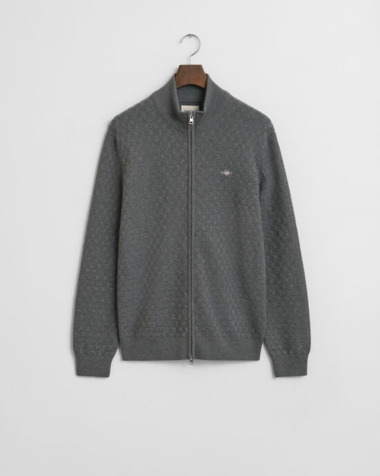 Sweater med mikrotekstur og lynlås