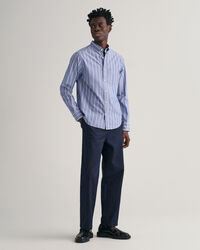 Regular fit poplin skjorte med striber