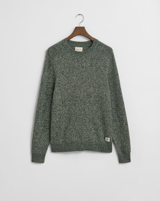 Sweater med crewneck i mouliné uldblanding