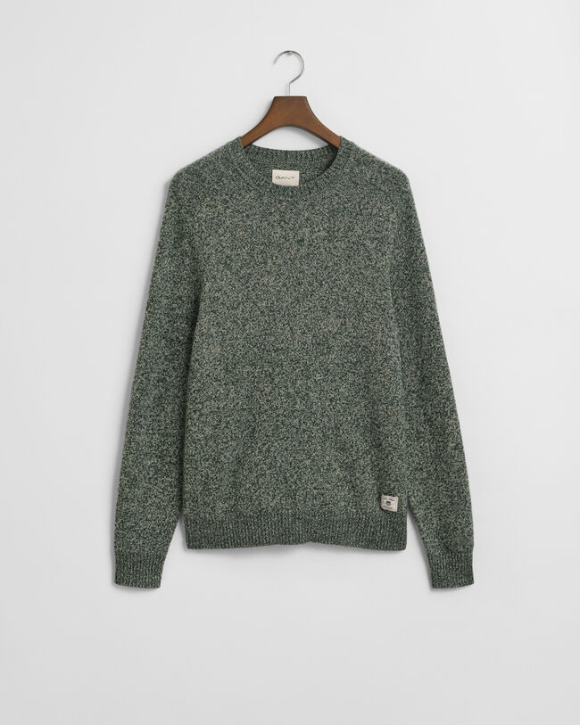 Sweater med crewneck i mouliné uldblanding