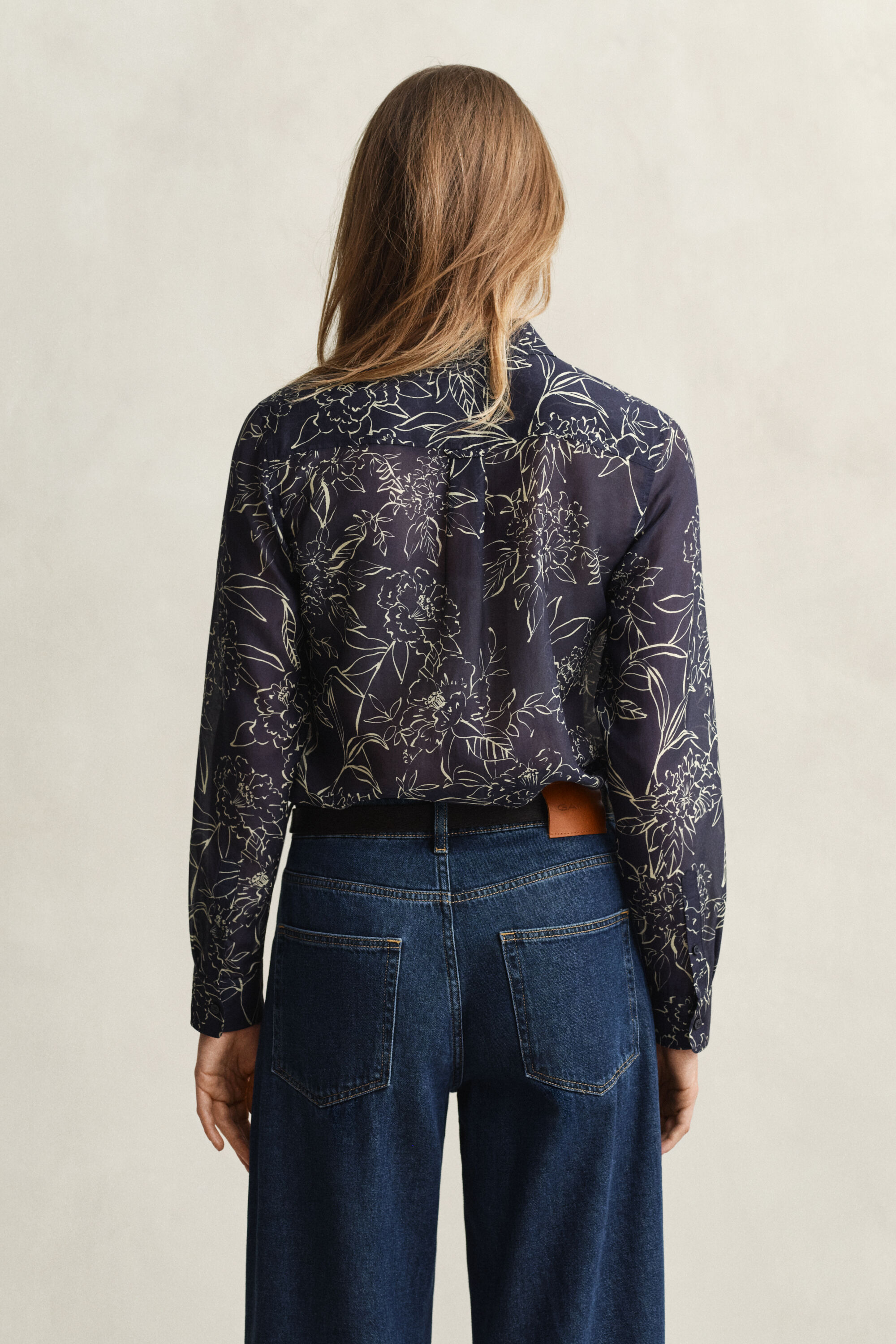 Regular fit bomuldssilkeskjorte med Floral-tryk