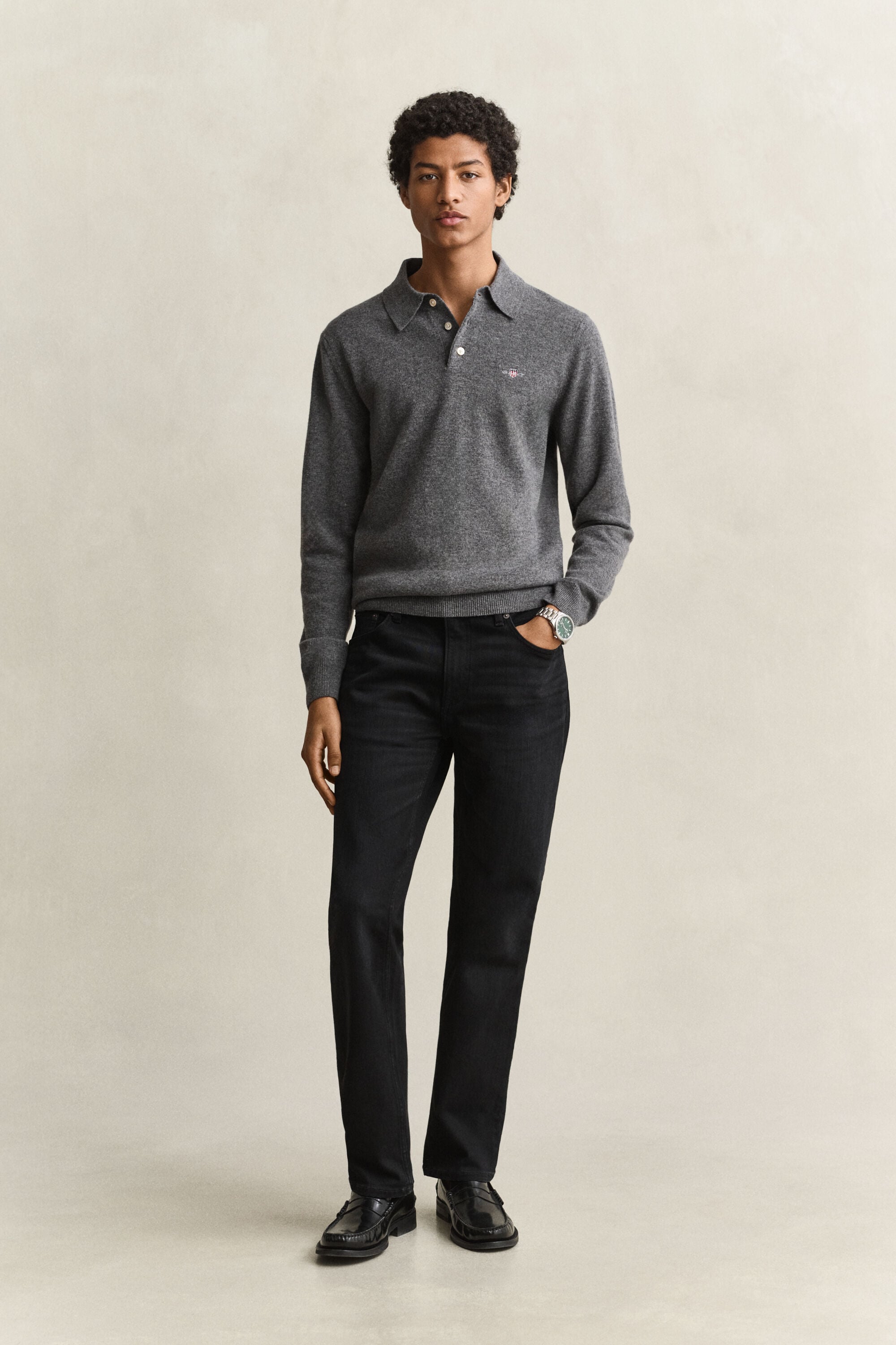 Polosweater af ekstra fin lammeuld