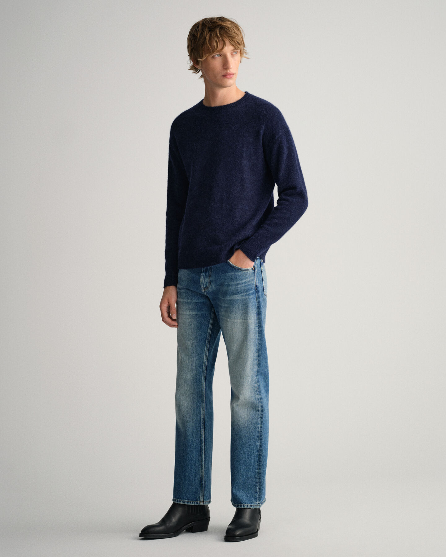 Sweater med crewneck i alpakablanding