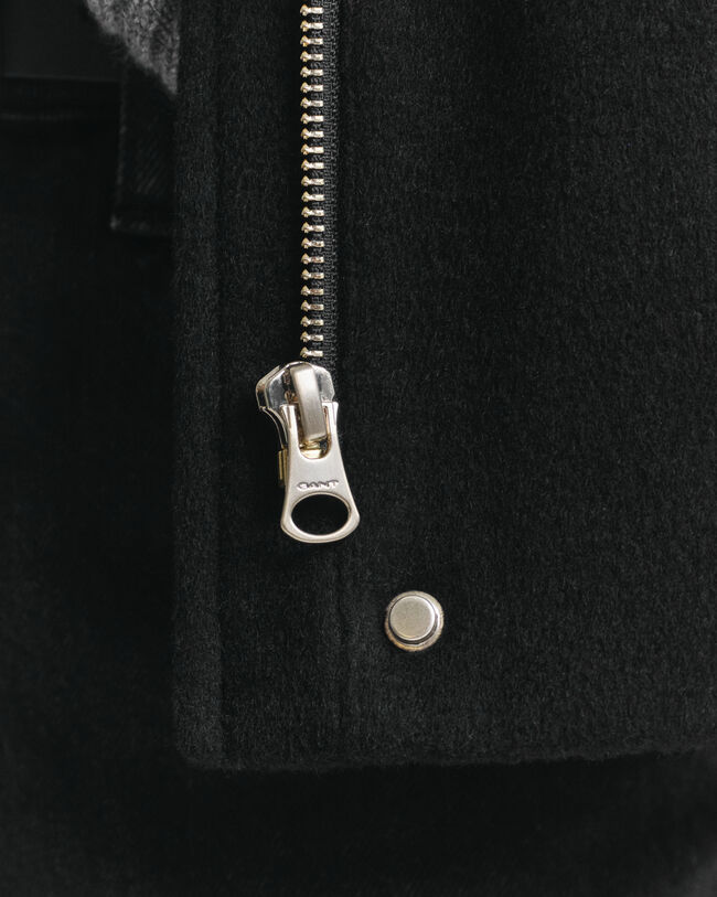 Kort uldjakke med lynlås