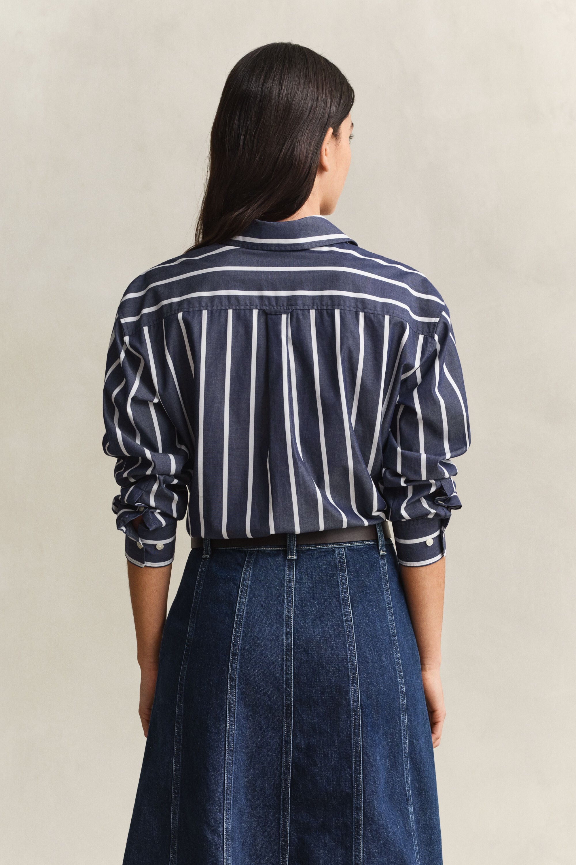 Relaxed fit stribet klassisk poplin-skjorte