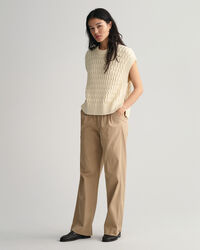 Tekstureret vest af bomuld med crewneck