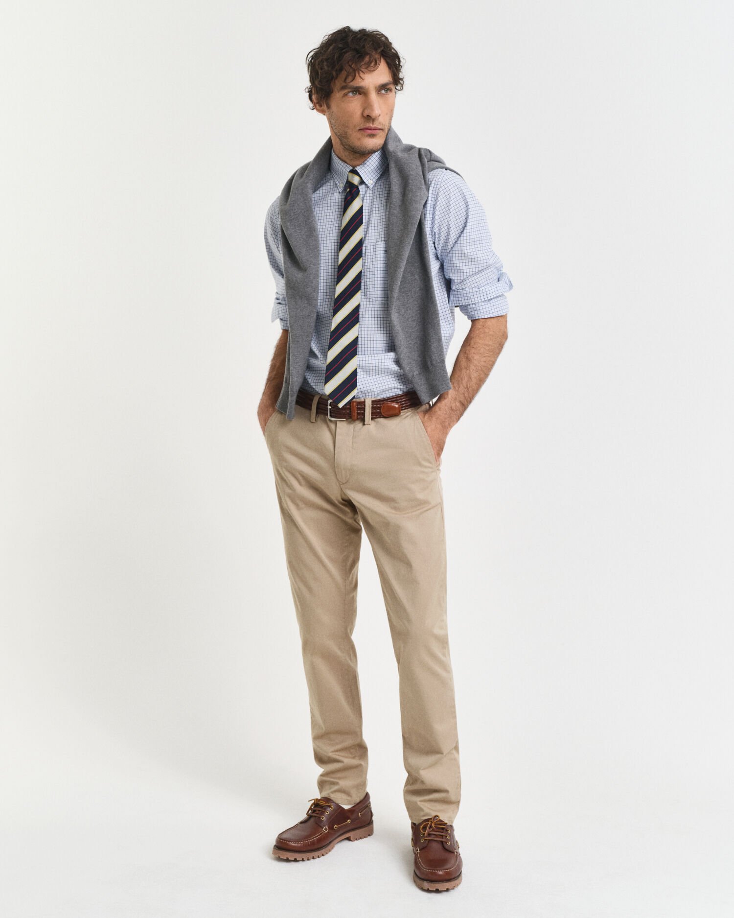 Regular fit klassisk poplin-skjorte med tern