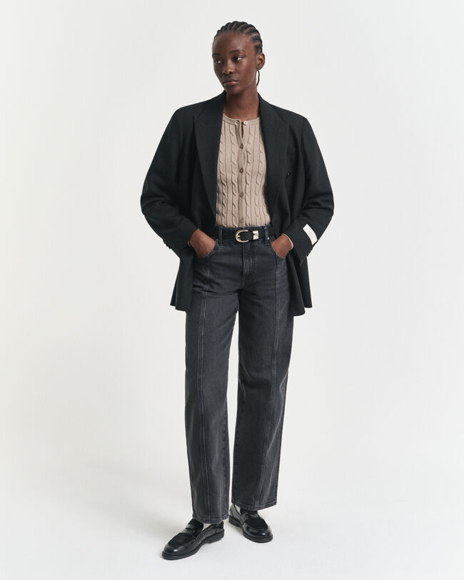 Cardigan af strækbomuld med kabelstrik