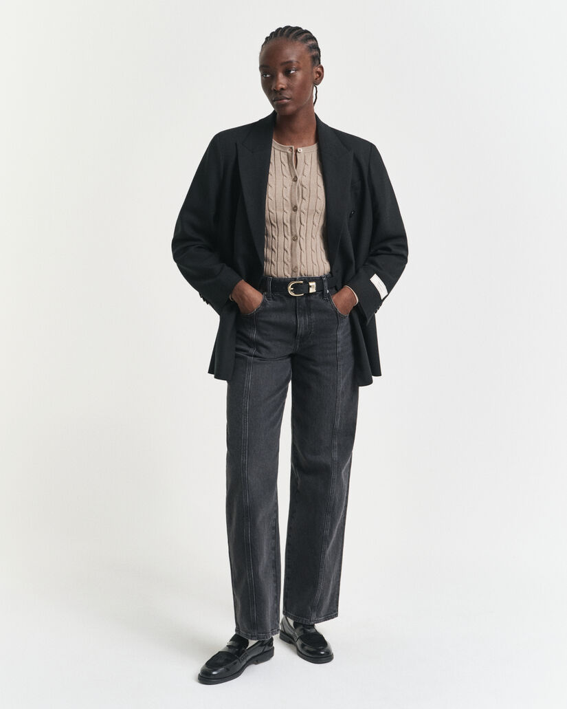 Cardigan af strækbomuld med kabelstrik