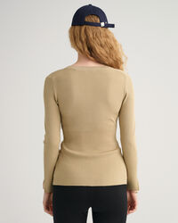 Ribstrikket cardigan-top