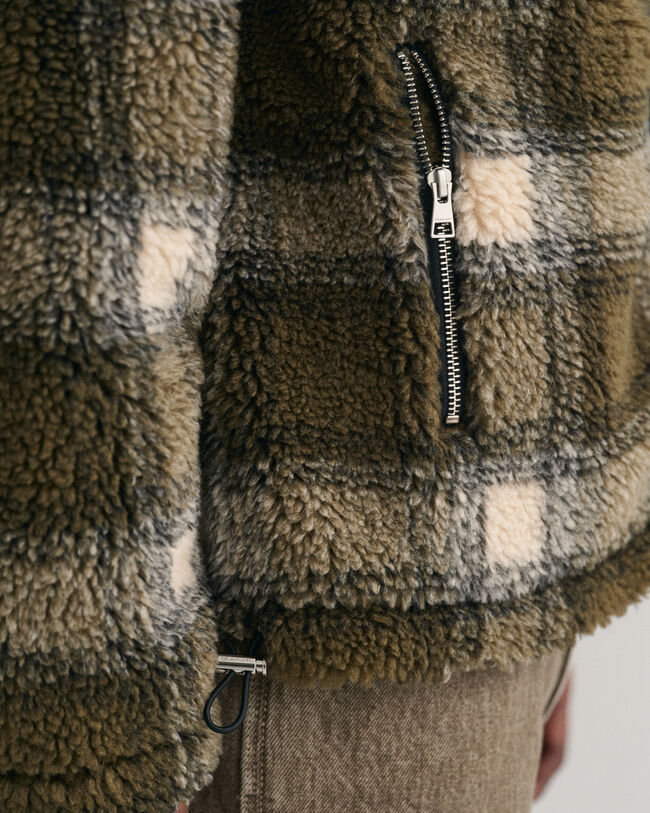 Ternet fleece jakke med lynlås